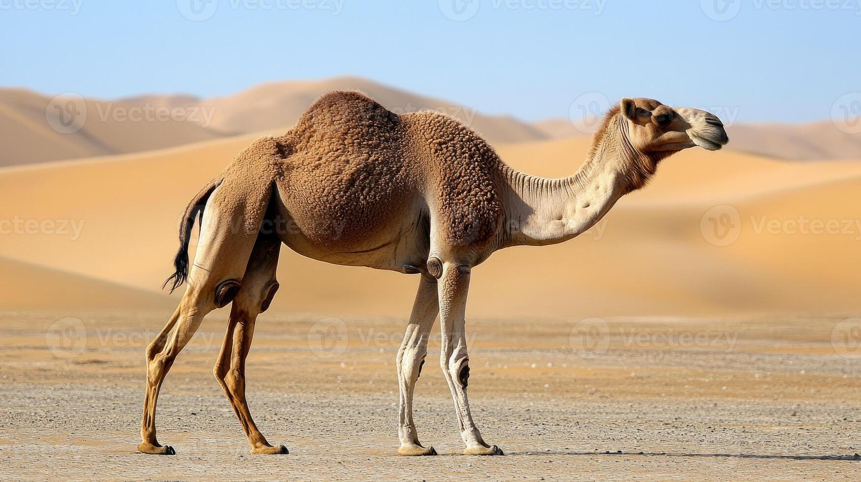 Dromedary camel standing in the desert landscape of the empty quarter photo