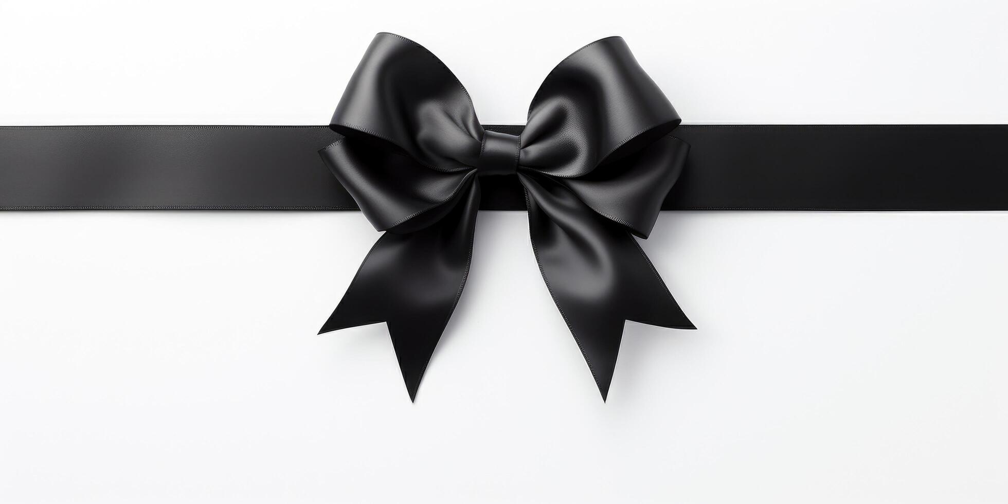 simple black silk bow on a white background. Isolated bow. photo