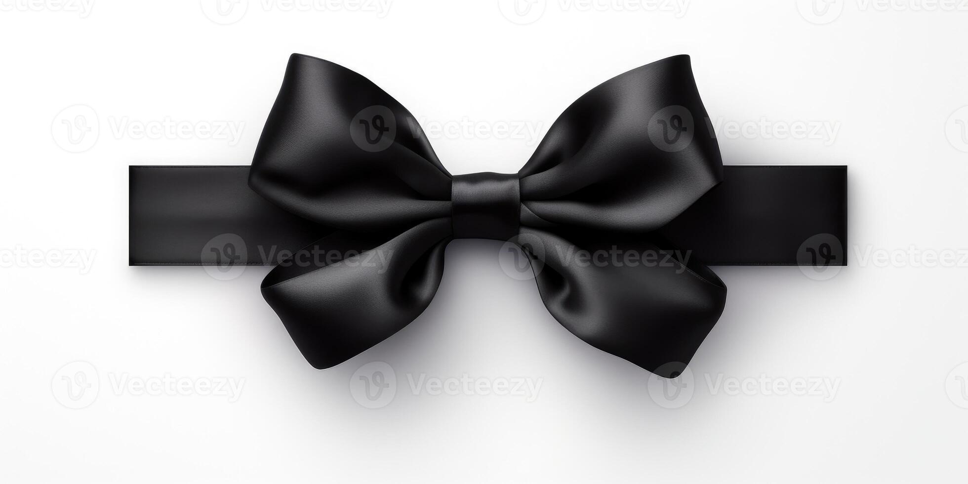 exquisite men's black silk bow tie on a white background. photo
