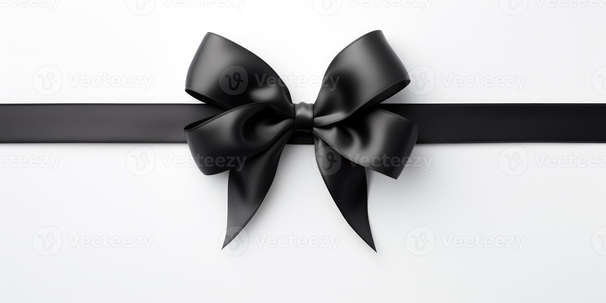 simple black silk bow on a white background. Isolated bow. photo