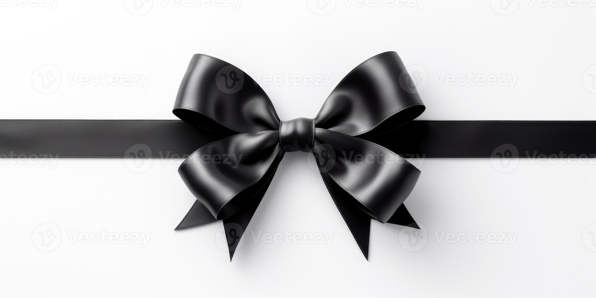 simple black silk bow on a white background. Isolated bow. photo