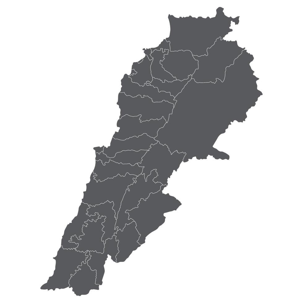 Map of Lebanon in administrative in grey color vector