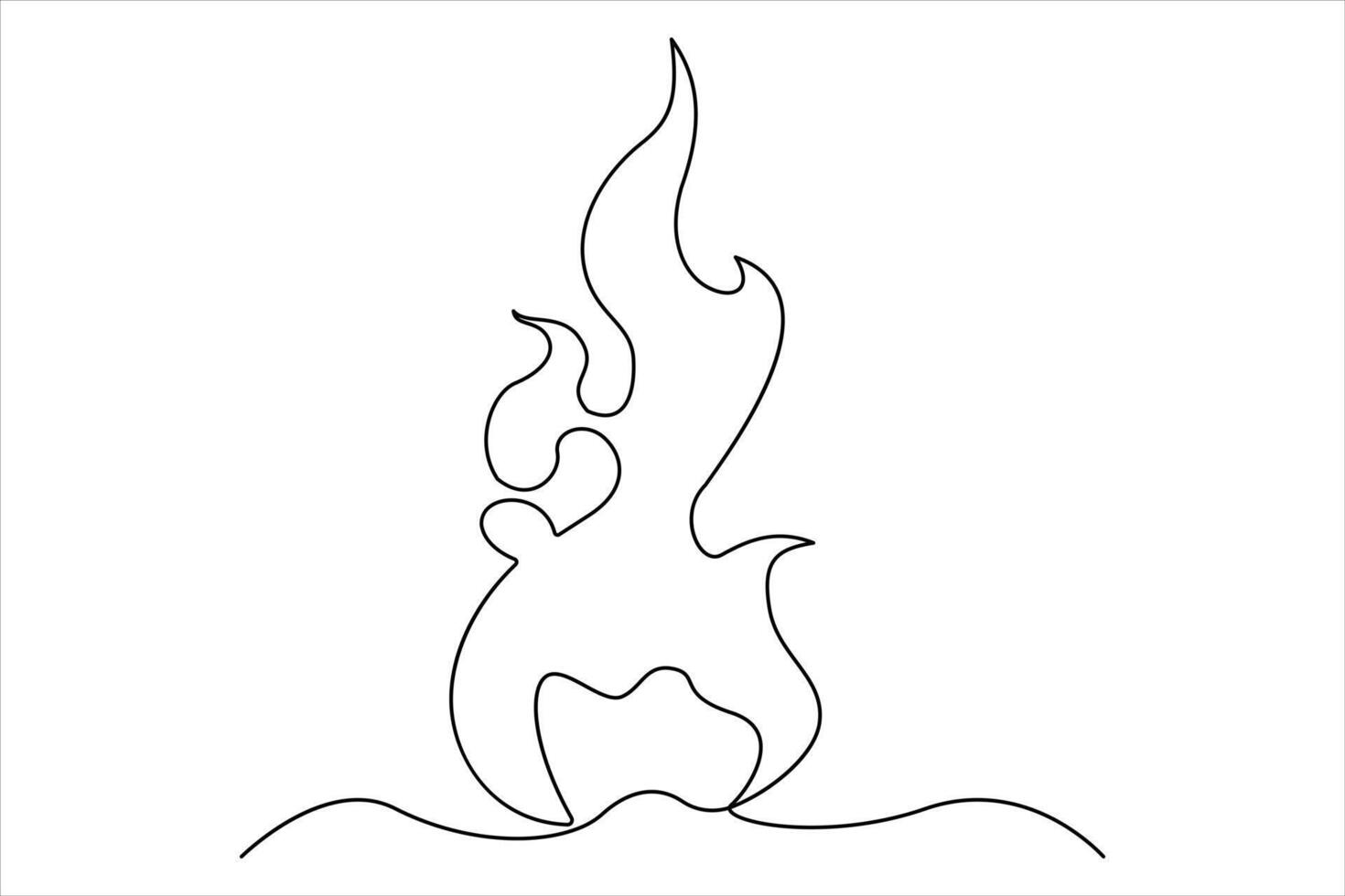 Continuous one line drawing of fire flame. Bonfire concept single line art illustration vector