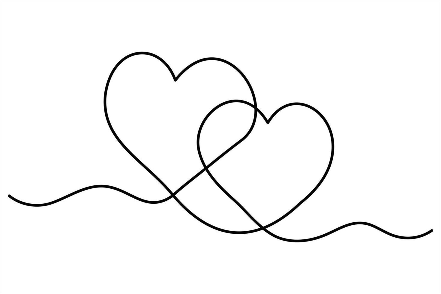 Simple illustration of heart symbol art continuous single line art vector