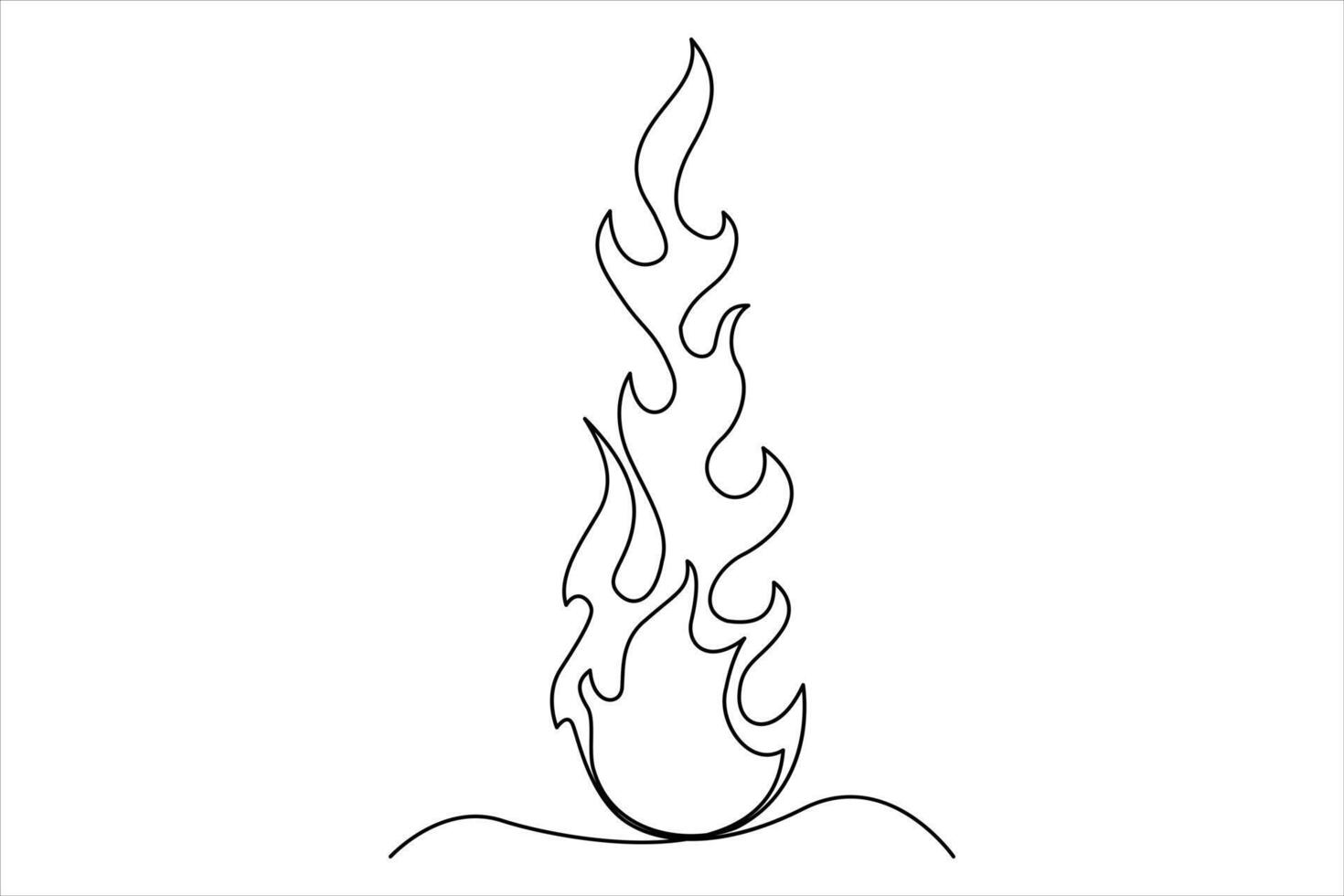 Fire flame. Bonfire concept concept single line a white background vector
