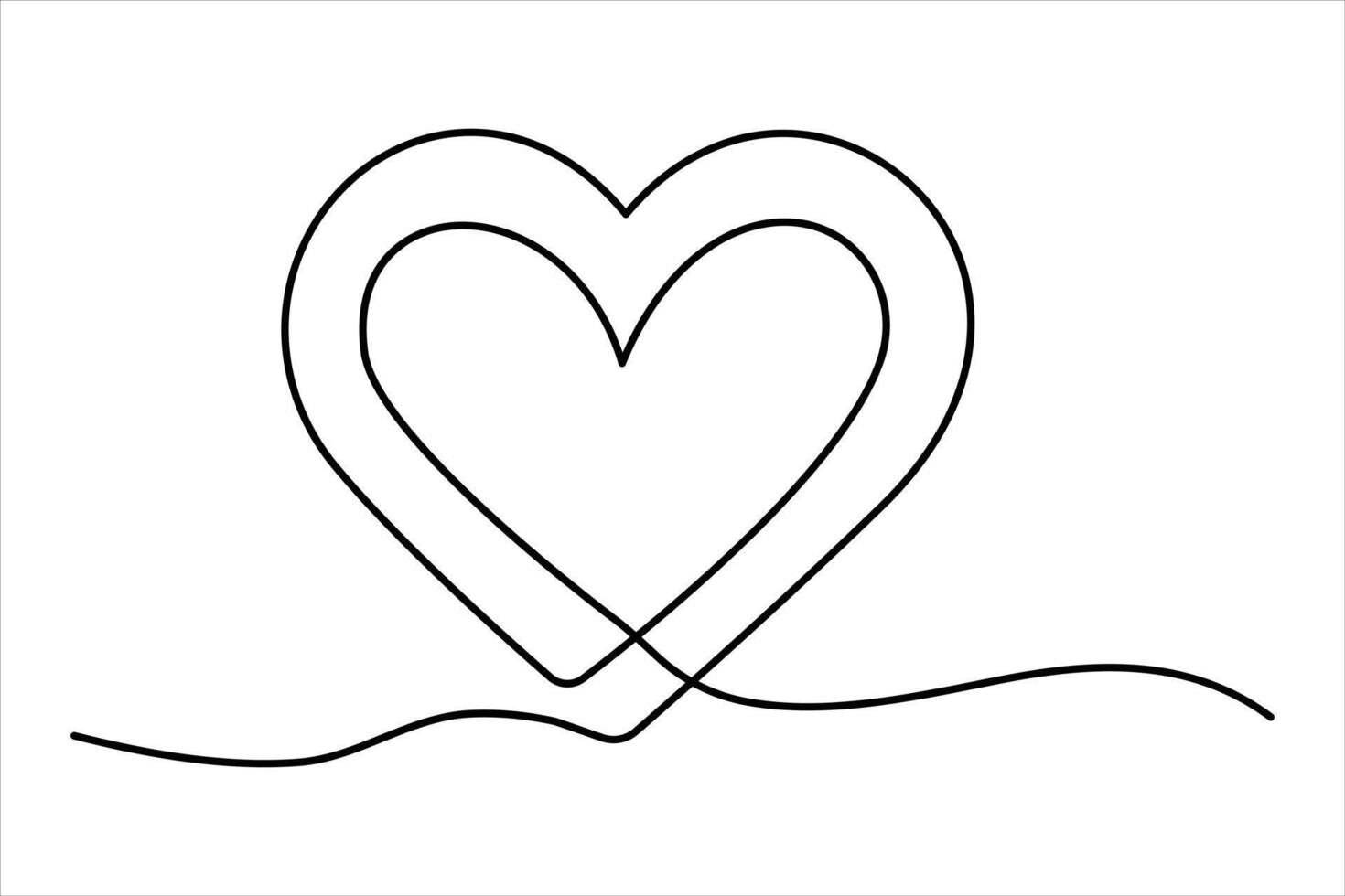 Heart symbol illustration continuous single line drawing heart symbol icon outline vector