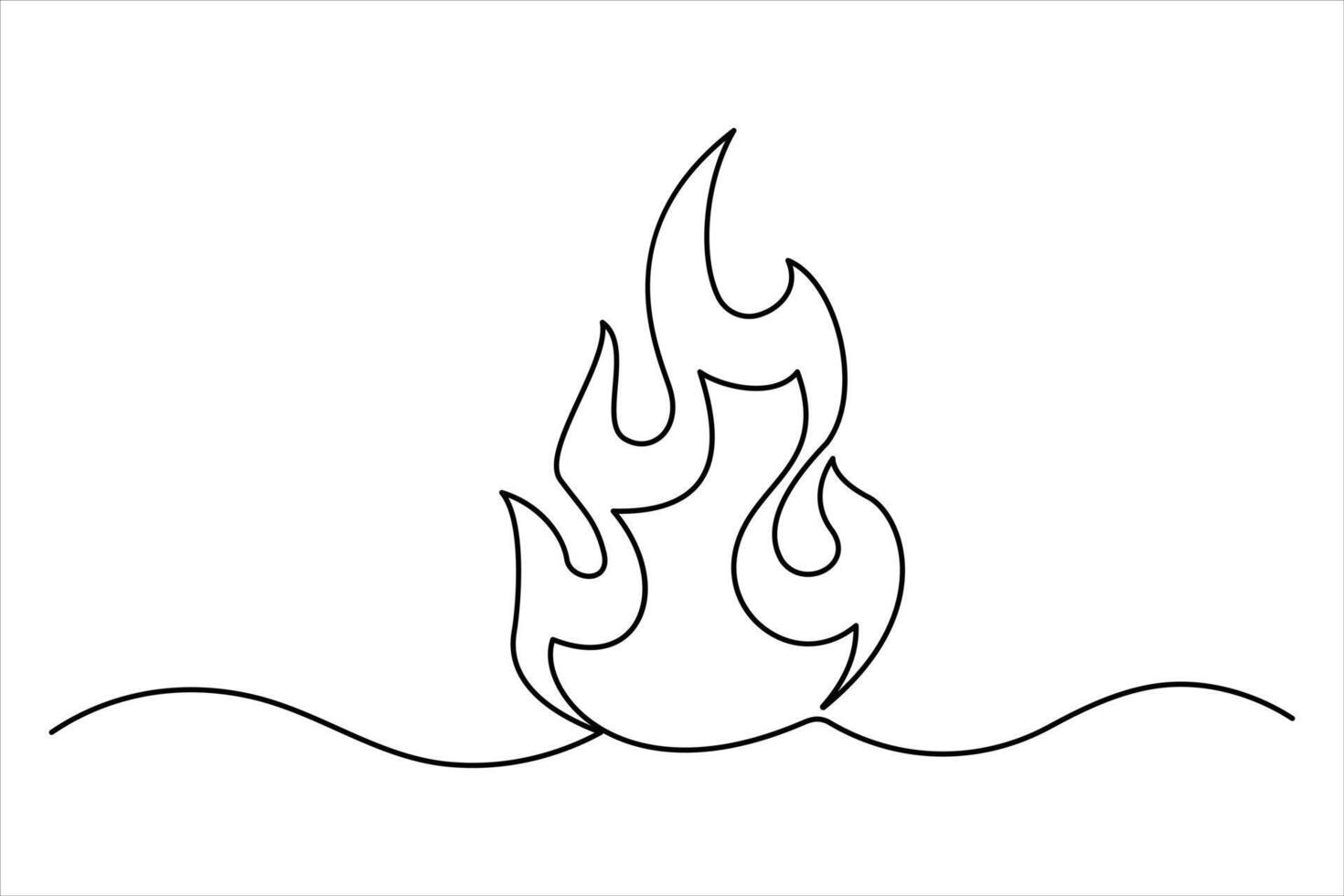 Fire flame. Bonfire concept single line outline art illustration vector