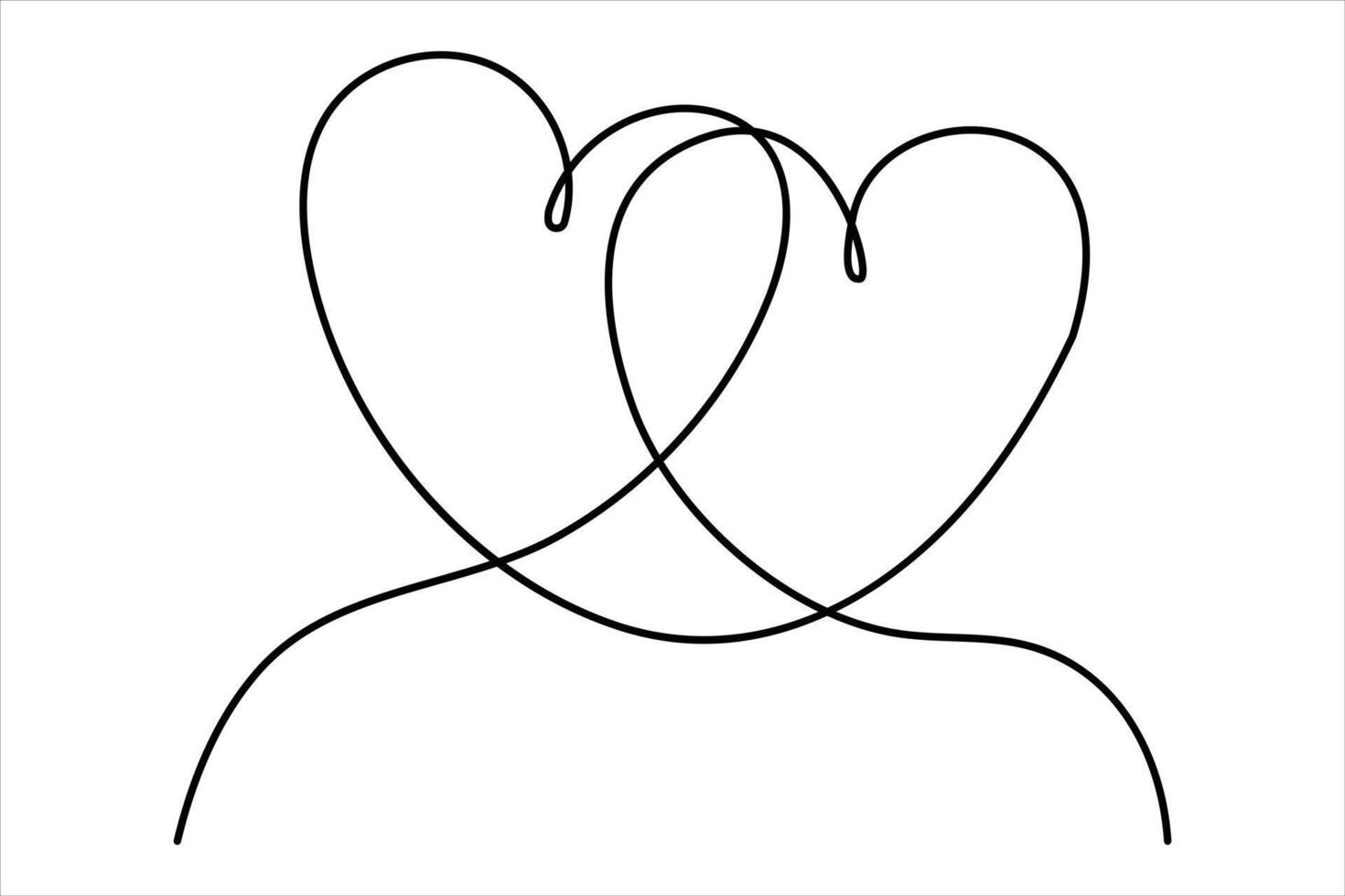 Heart and love sign in continuous one line drawing. vector