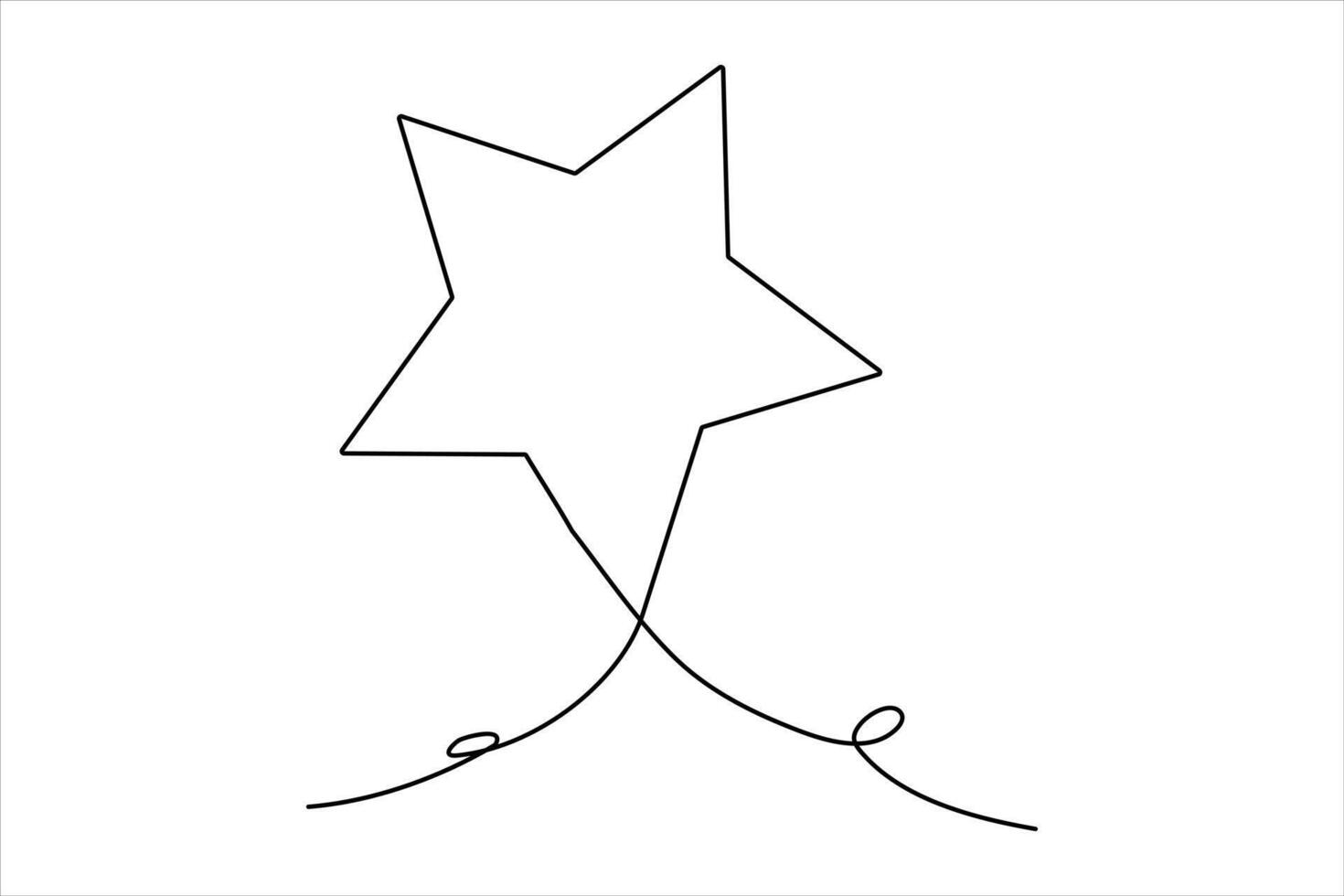Continuous one line Star concept outline art illustration vector