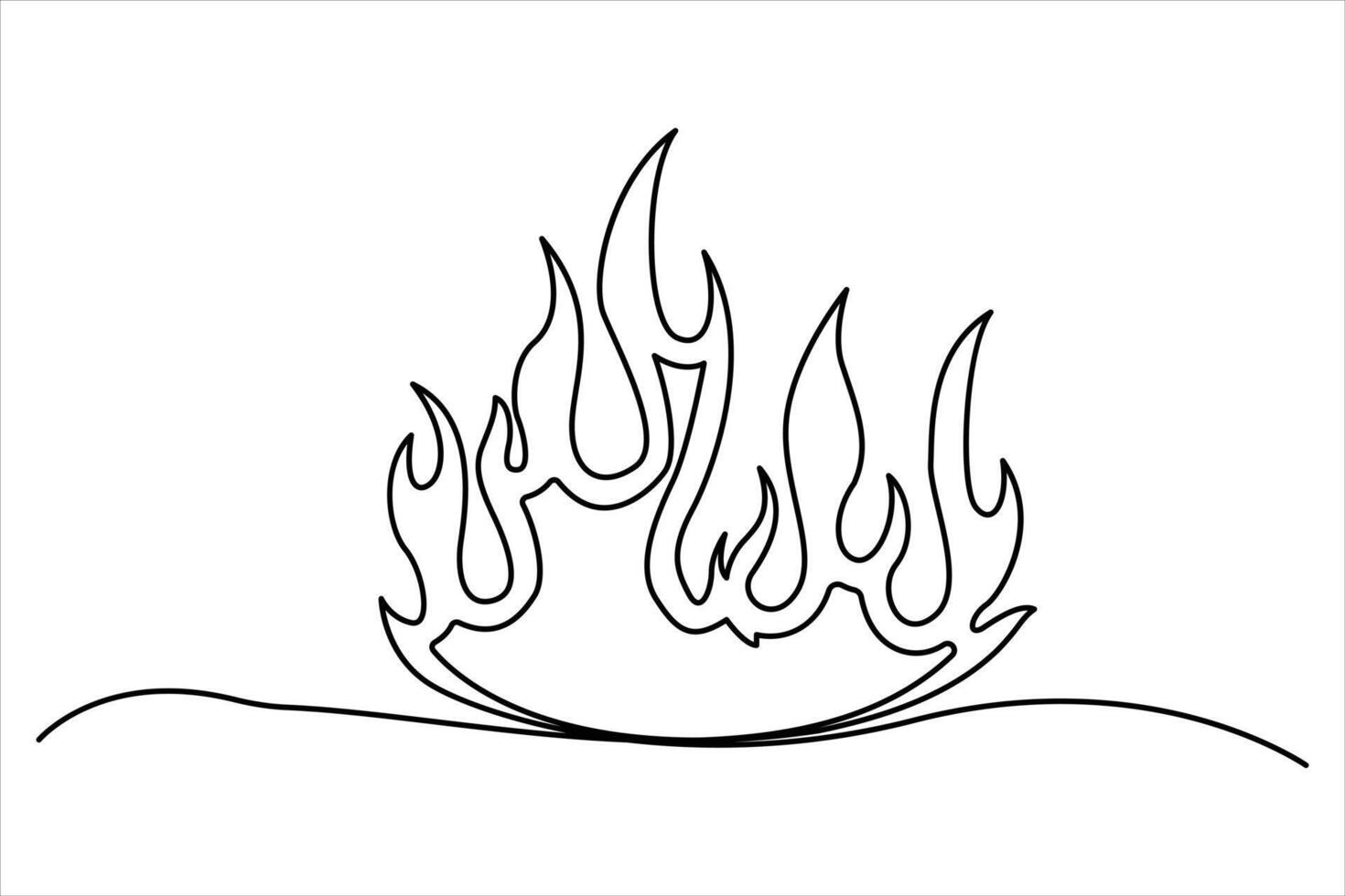 Continuous one line drawing fire flame. Bonfire concept single line outline art illustration vector