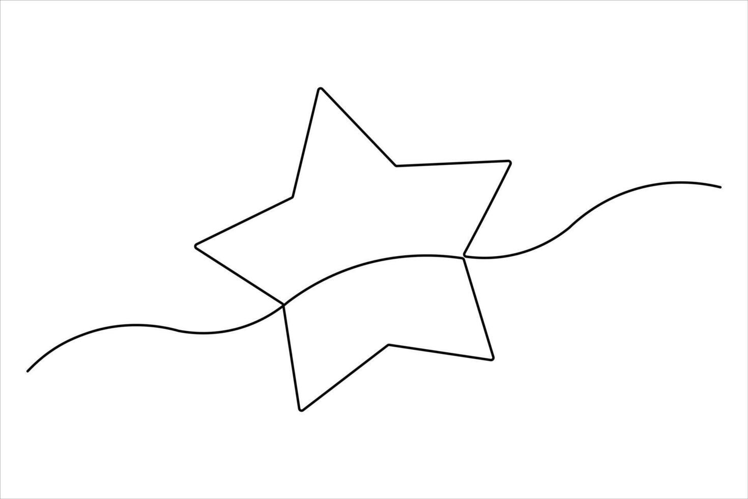 Continuous one line Star symbol outline art illustration vector