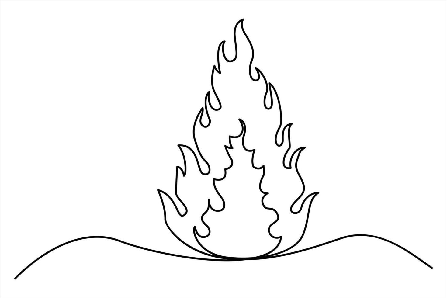 Continuous one line drawing fire flame. Bonfire concept single line outline art illustration vector