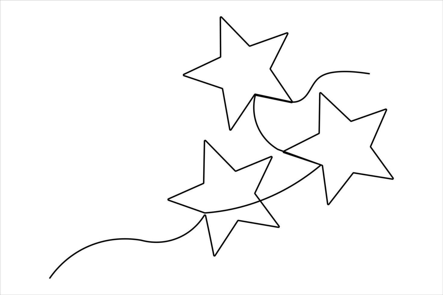 Star continuous one line drawing hand draw doodle art illustration vector