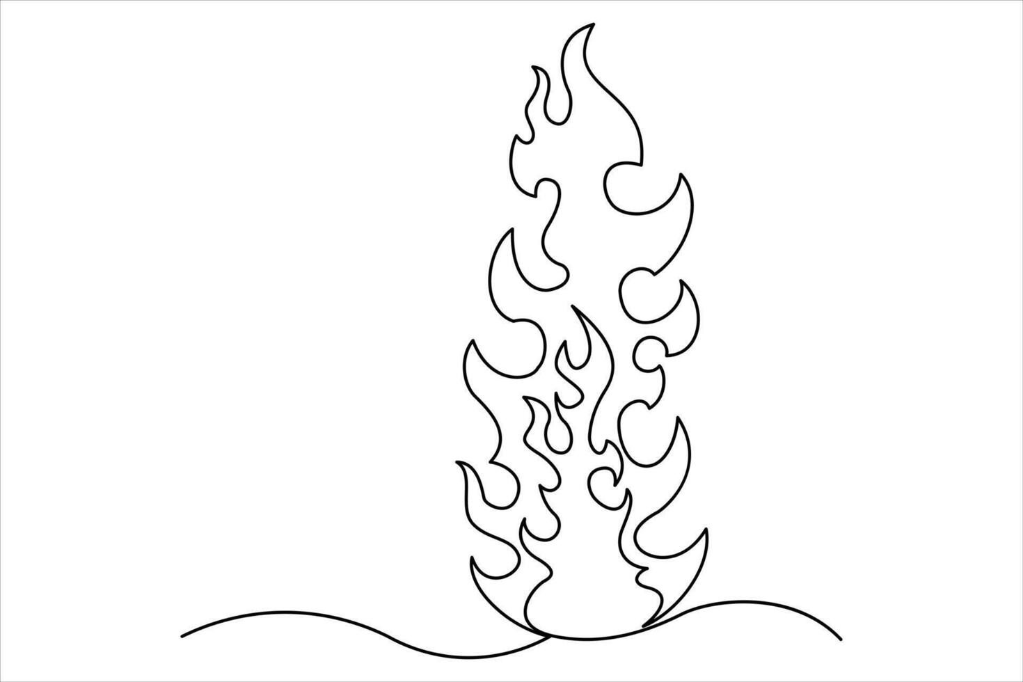 Continuous one line fire flame. Bonfire concept single line concept outline art illustration vector