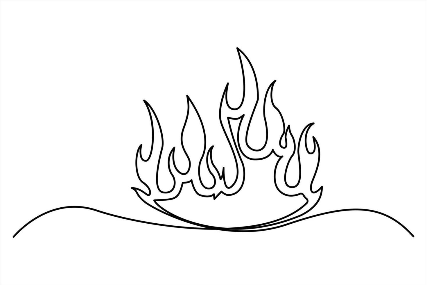 Continuous single line of fire flame. Bonfire concept drawing outline art illustration vector