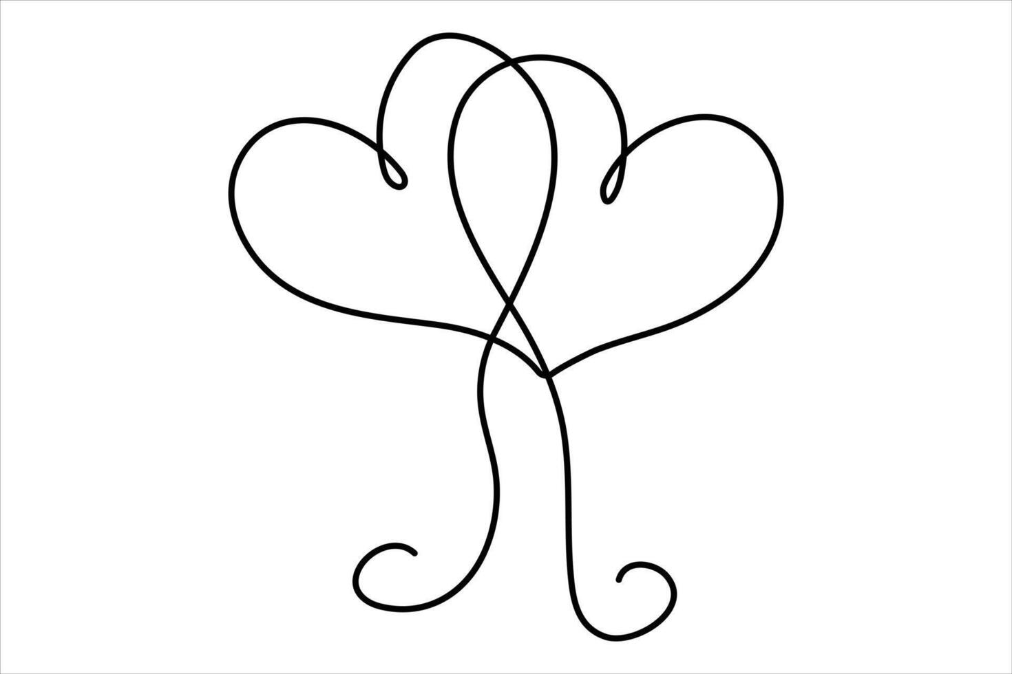 Heart continuous one line art drawing vector