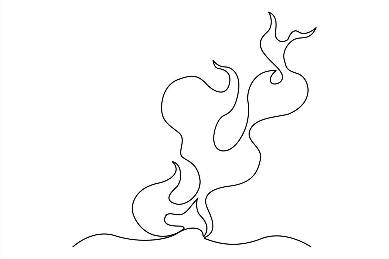 Continuous line drawing of fire flame. Bonfire concept single line art illustration vector