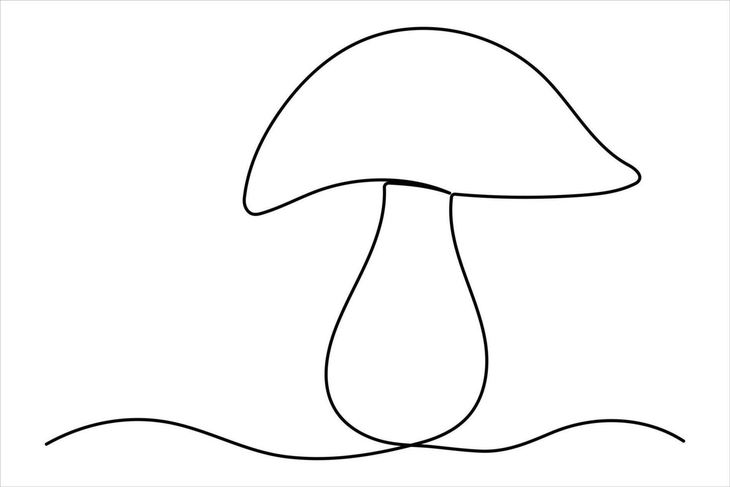 Mushroom continuous one line art drawing and Mushroom icon simple outline art illustration vector