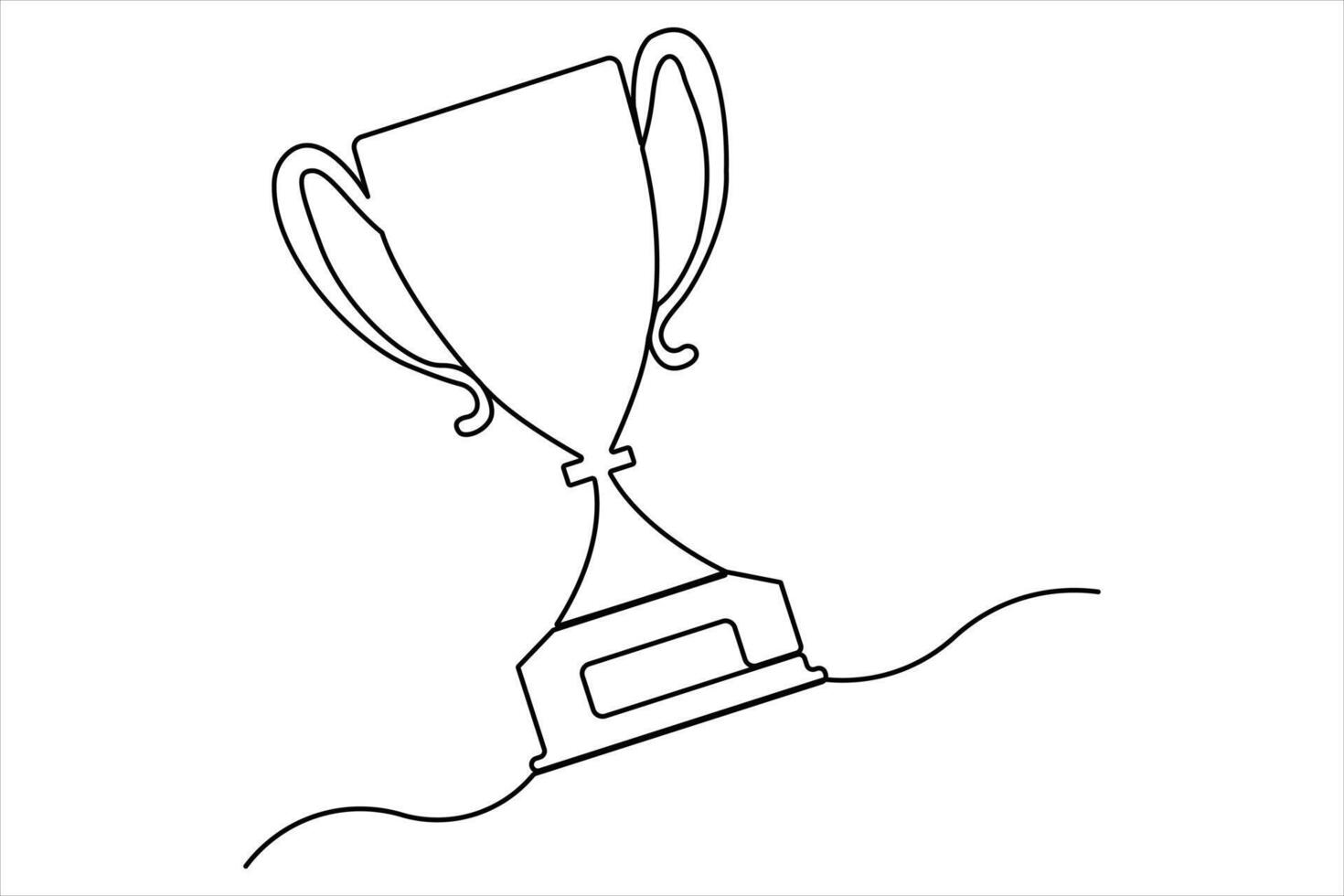 Continuous one line drawing of trophy icon art illustration vector
