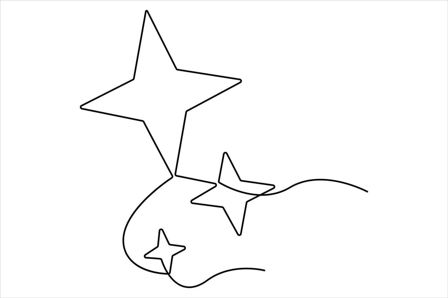 Continuous one line Star outline hand drawn symbol art illustration vector