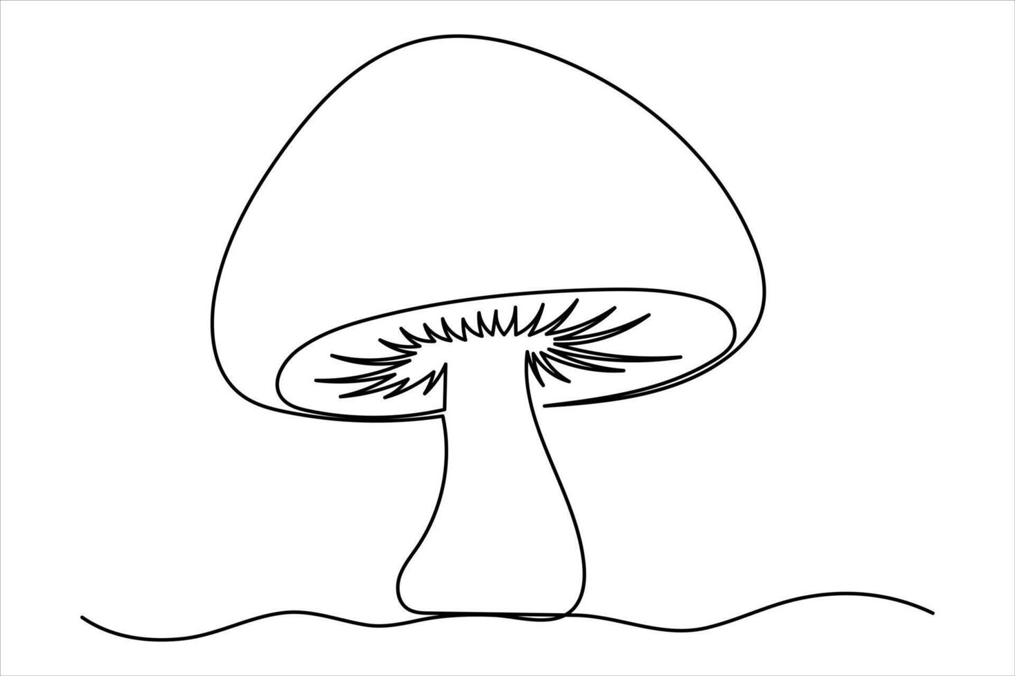 Mushroom single line art drawing continuous art isolated on white minimalist style vector