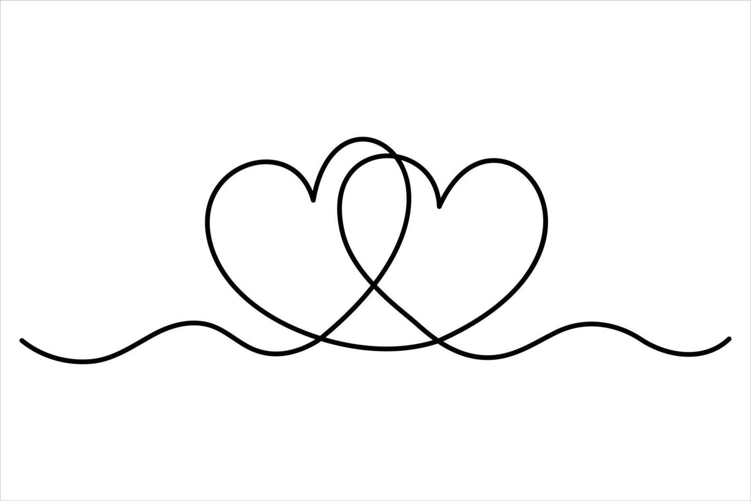 Heart continuous single line art drawing Minimalistic Doodle art illustration vector