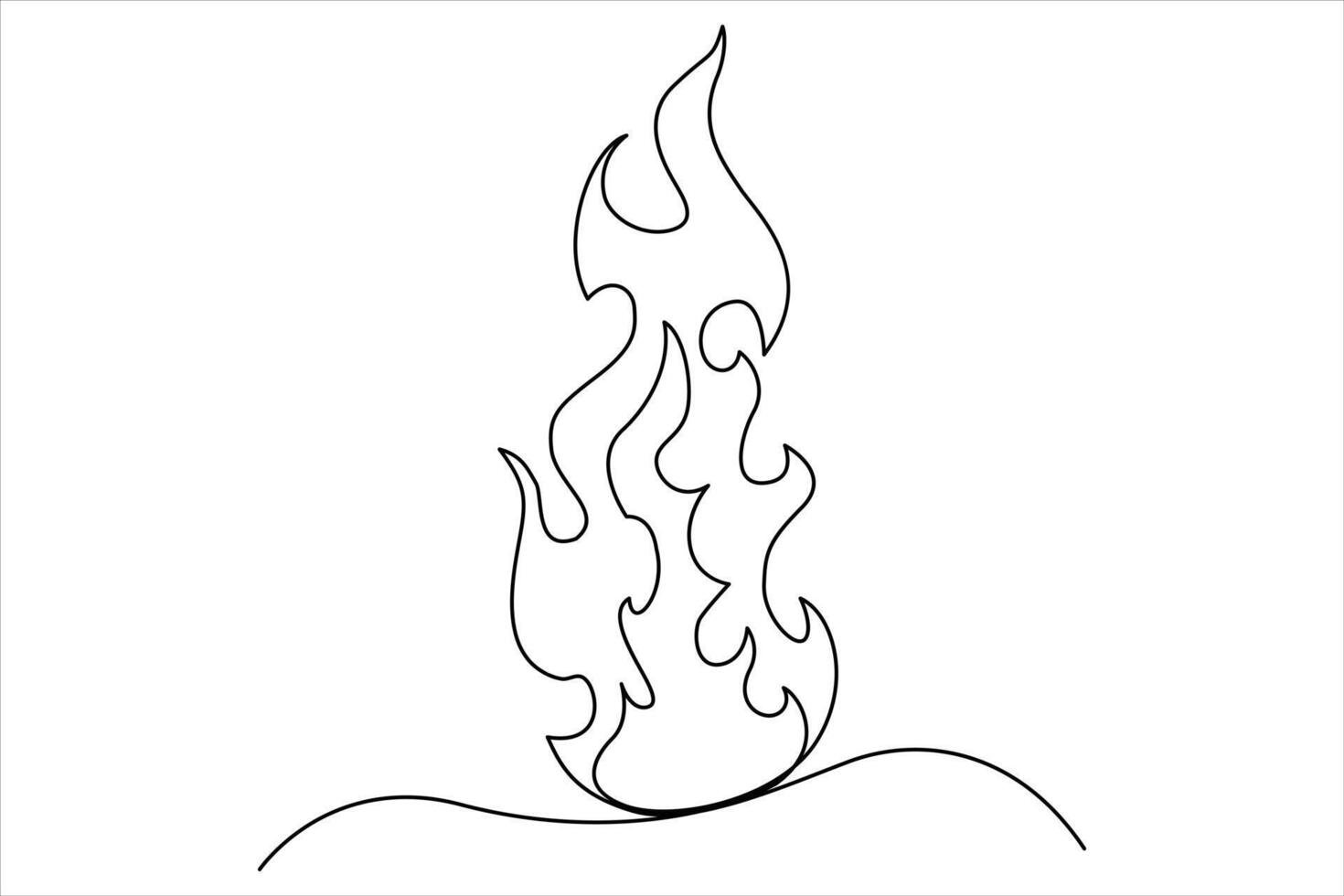 Continuous one linefire flame. Bonfire concept single line outline art illustration vector