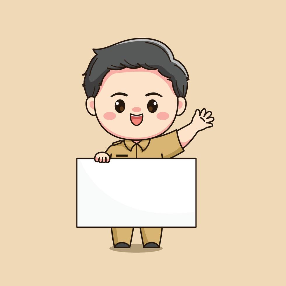 cute male teacher character with a board vector