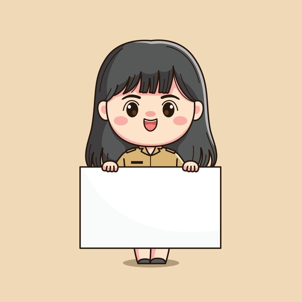 cute female teacher character with a board vector