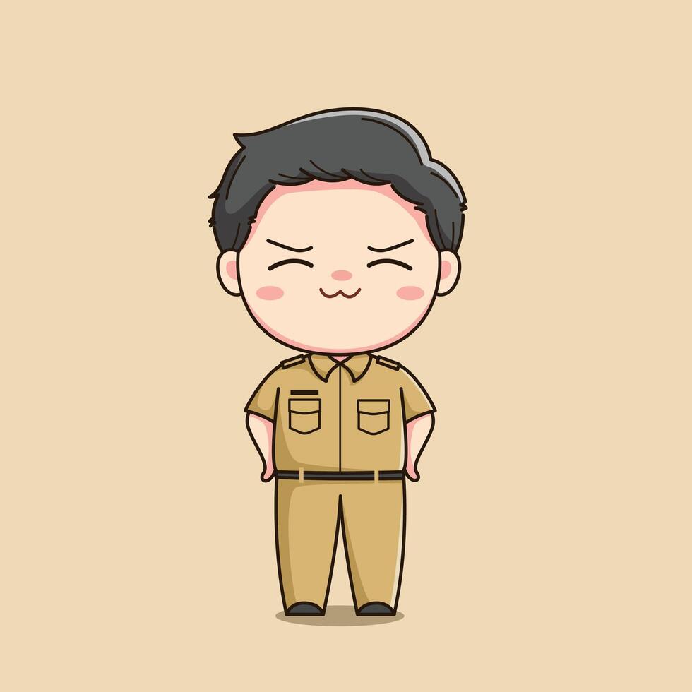 cute male teacher character with smiling face vector