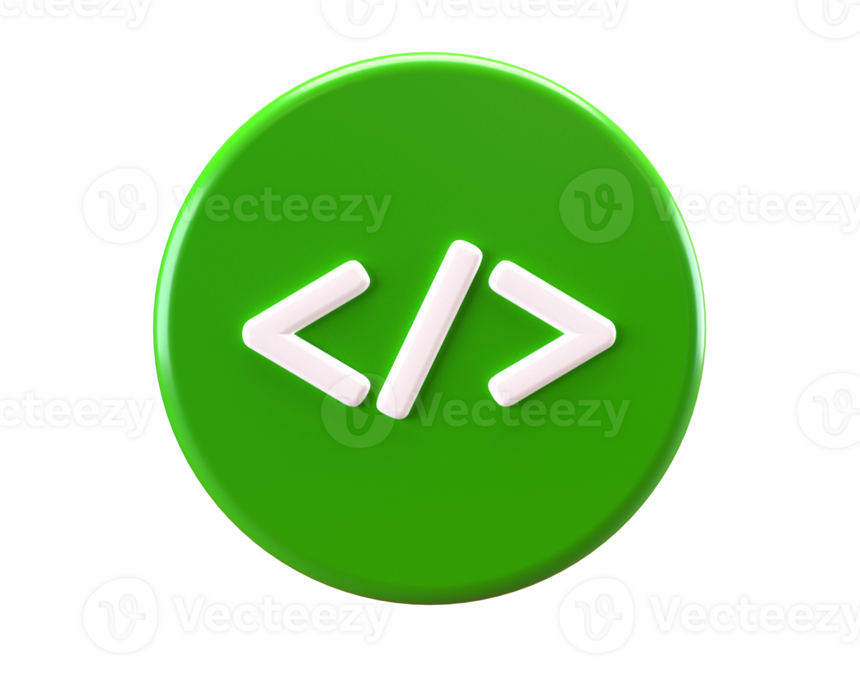 código ícone programação botão 3d html placa png