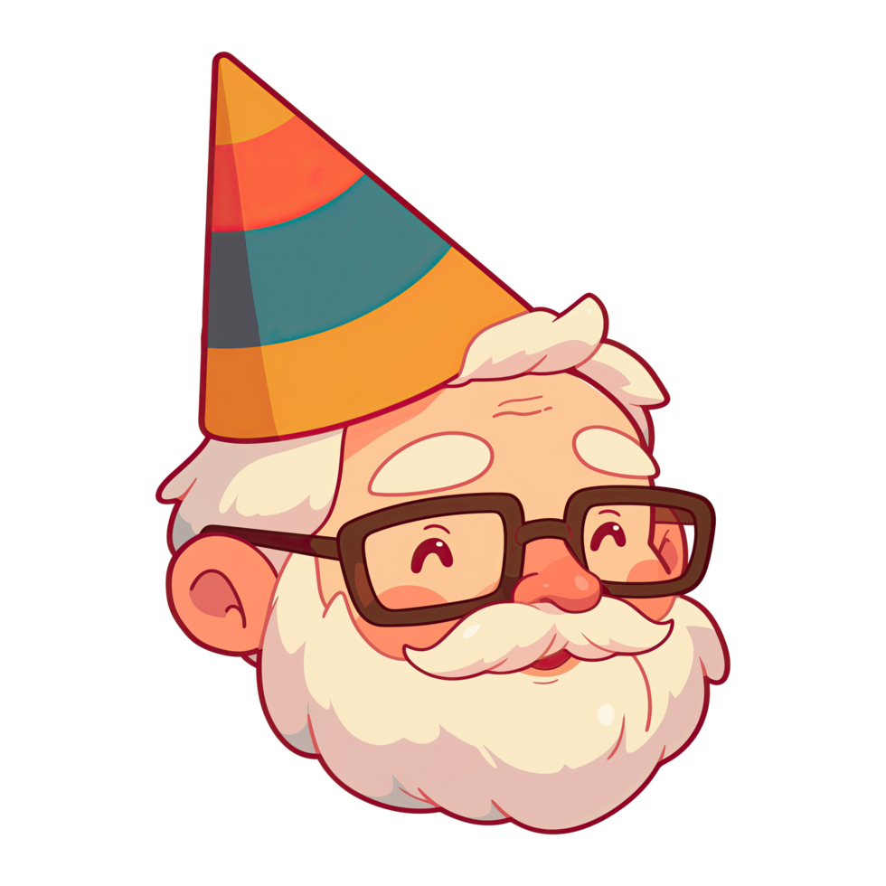 Grandfather in glasses smiling happily celebrating birthday png