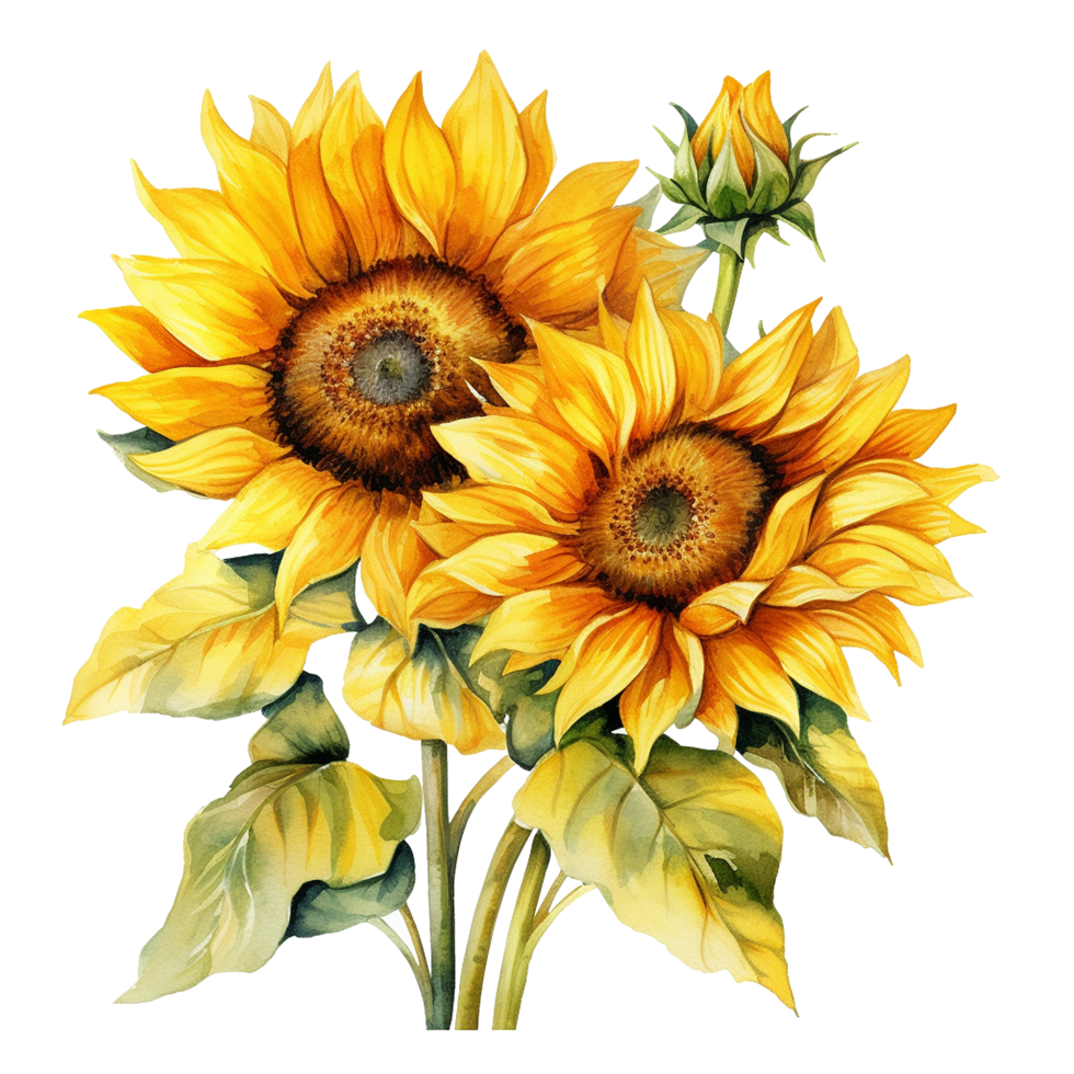 Sunflower Art Print Watercolor Transparent png