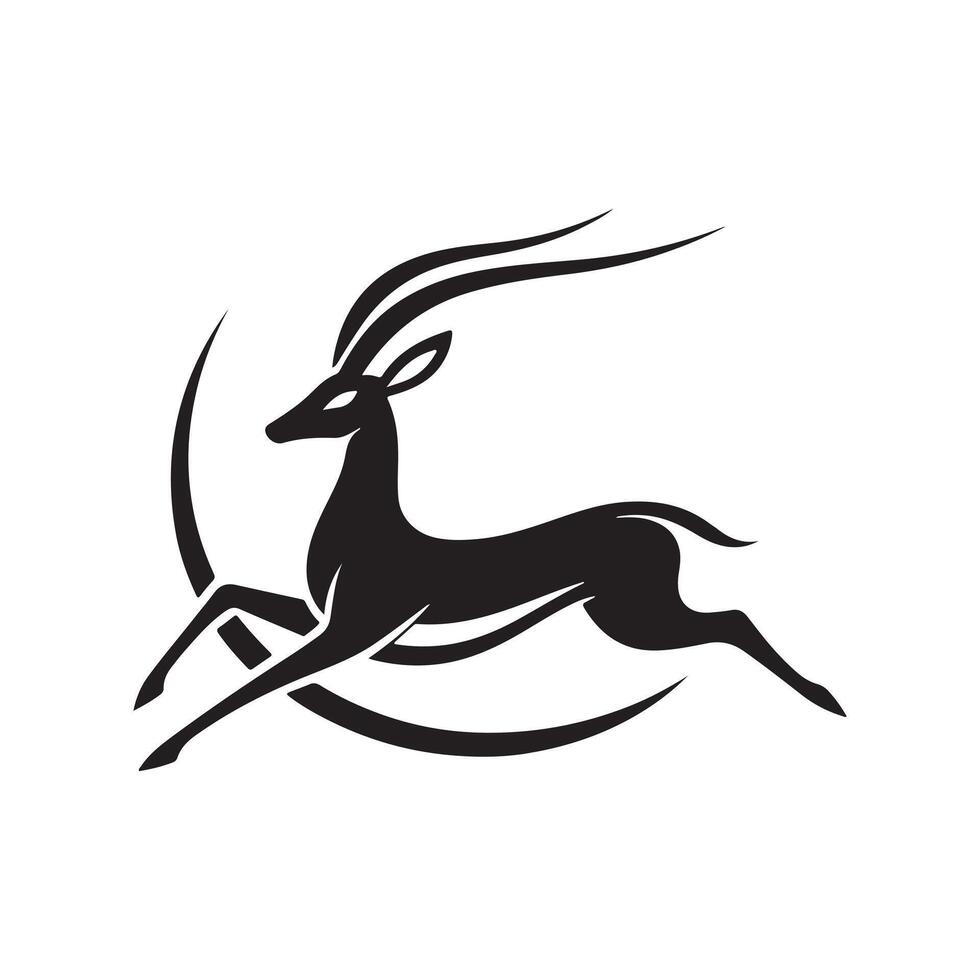 an image of a black and white gazelle running vector