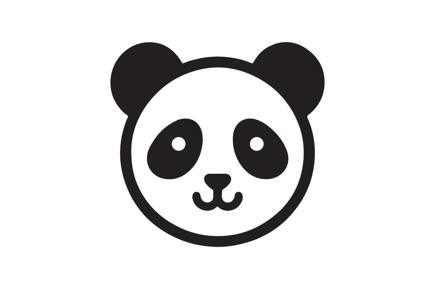 a panda bear is shown in a simple black and white design vector