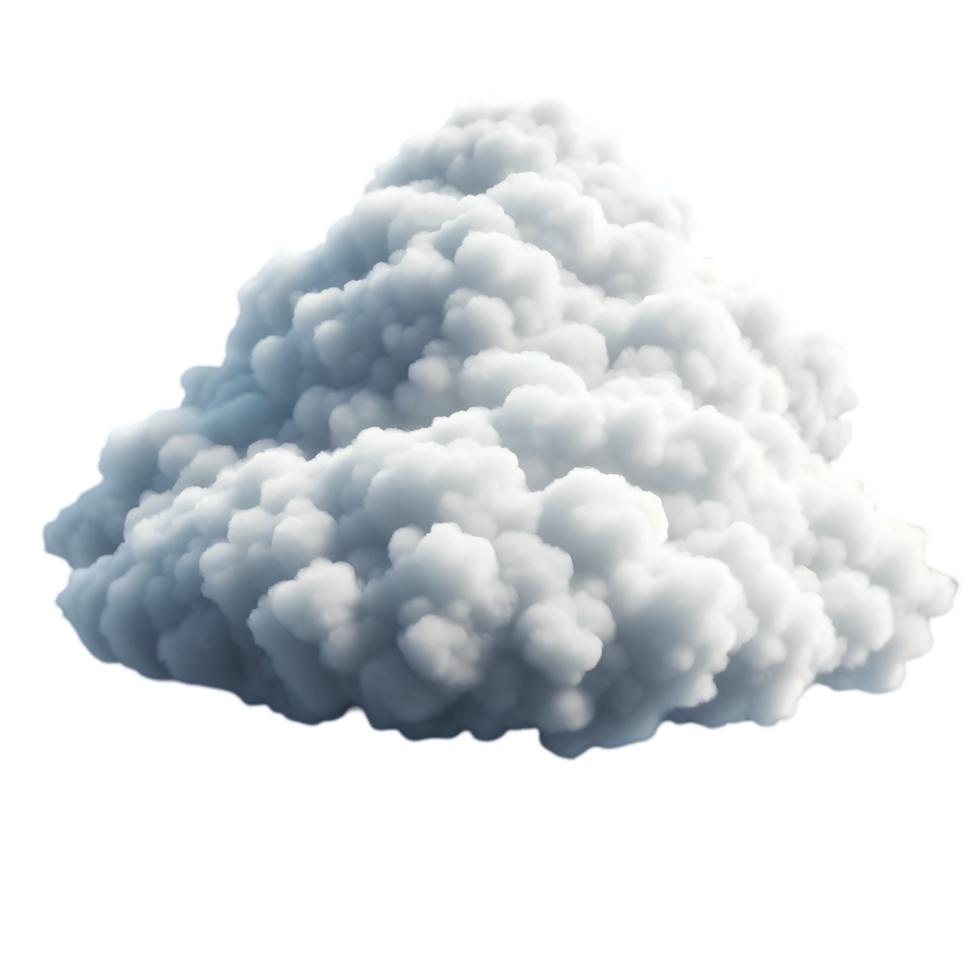 Dusty gray cloud with dark color at bottom on transparent background png