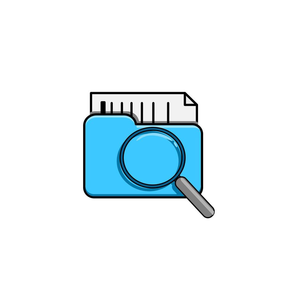 A magnifying glass and a folder icon vector