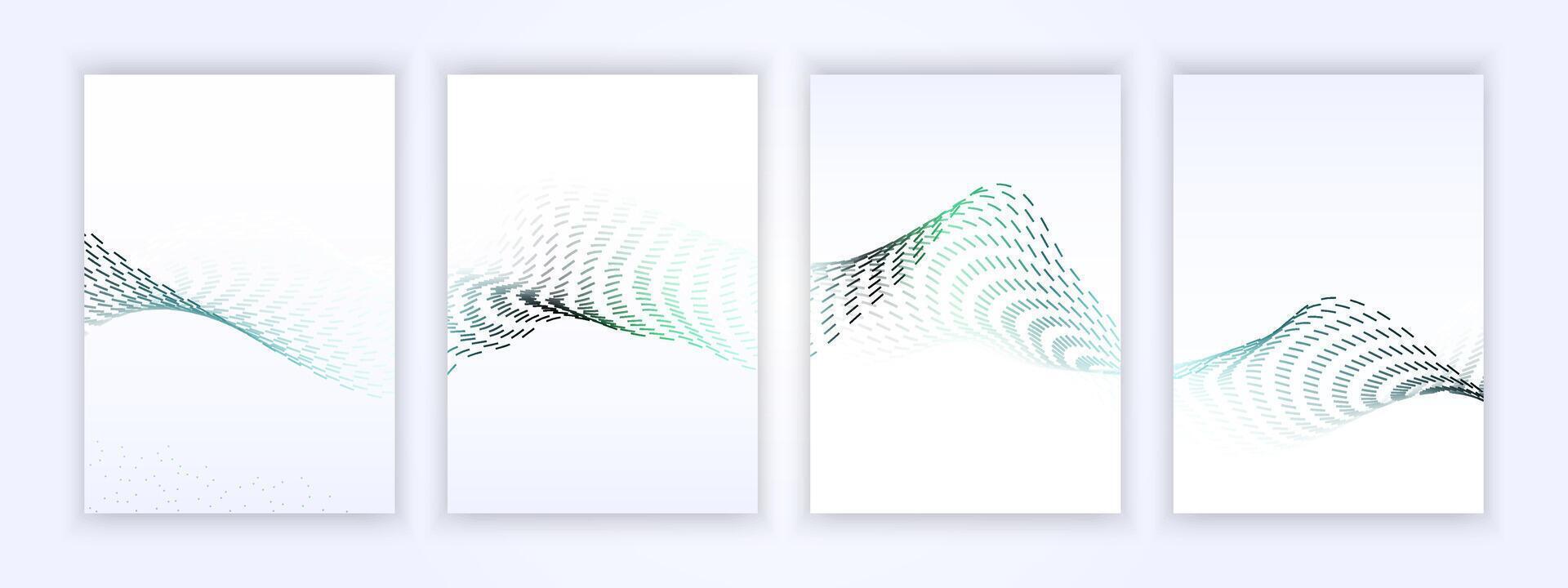 Cover design with white background and green wavy dotted lines, suitable for report designs, posters, business and so on vector