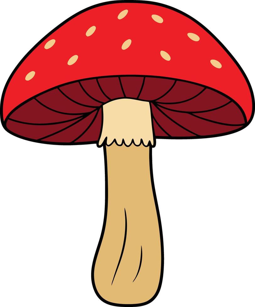 A cartoon mushroom with a red cap vector