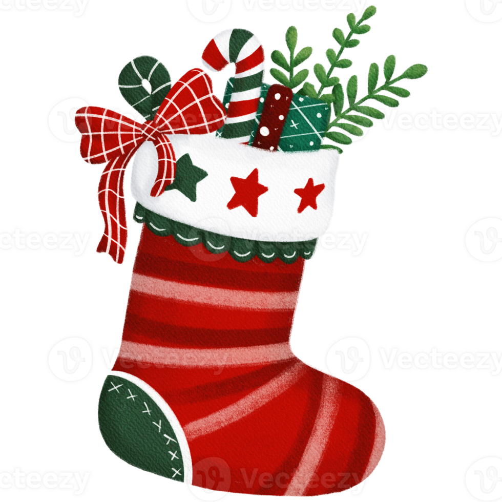 Classic Christmas Stock with Nostalgic Holiday Patterns and Retro Charm png