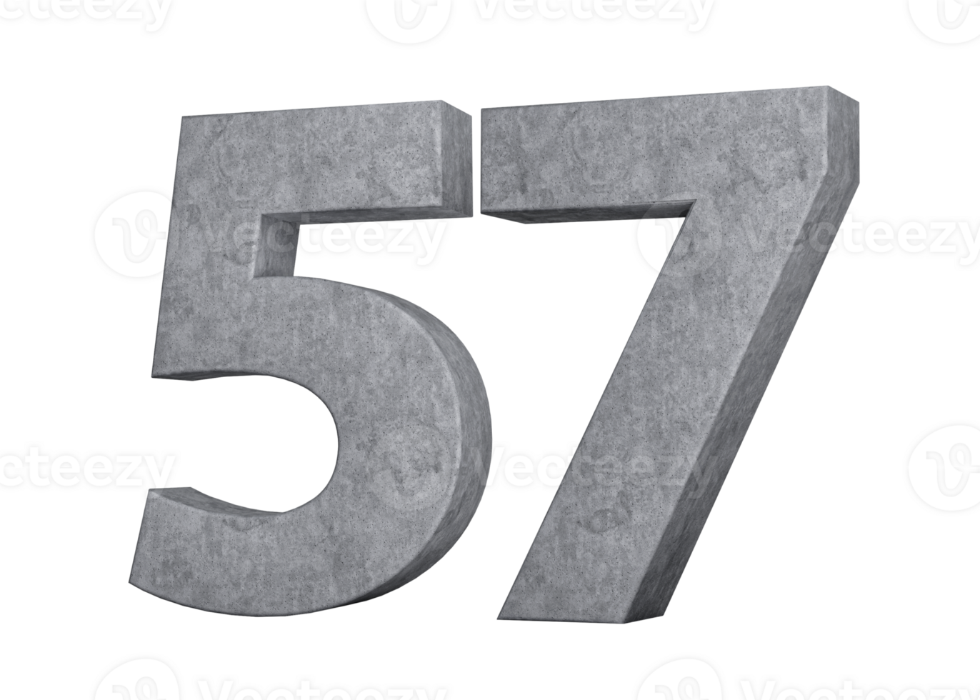 3d Concrete Number Fifty seven 57 Digit Made Of Grey Concrete Stone 3d Illustration png