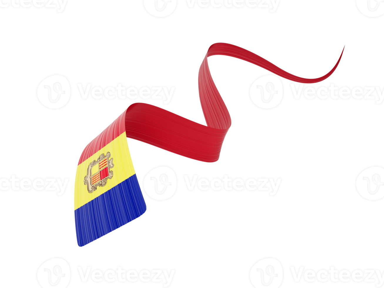 3d Flag Of Andorra 3d Shiny Waving Flag Ribbon, 3d illustration png