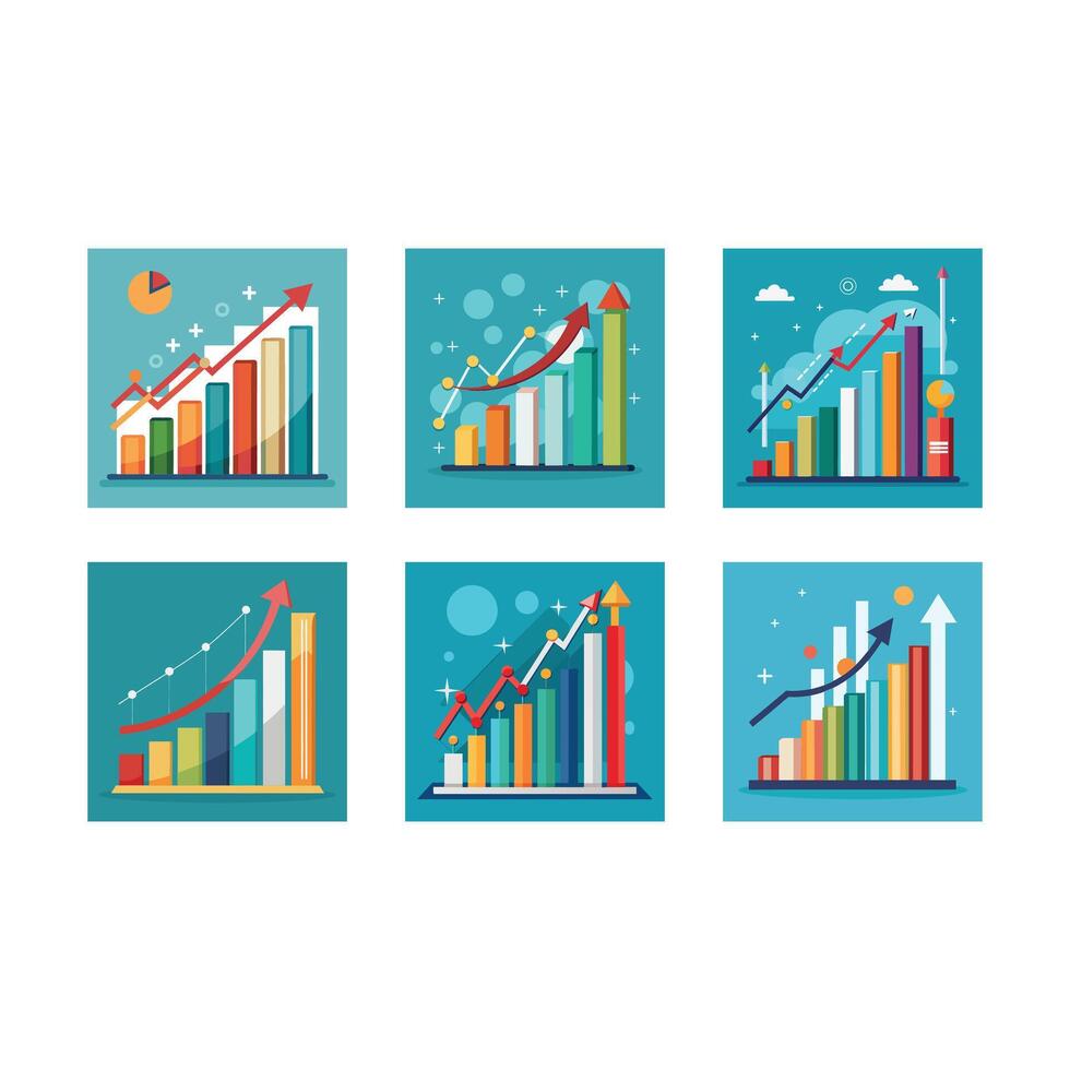 Stylish bar graph with upward trend for modern graphics vector
