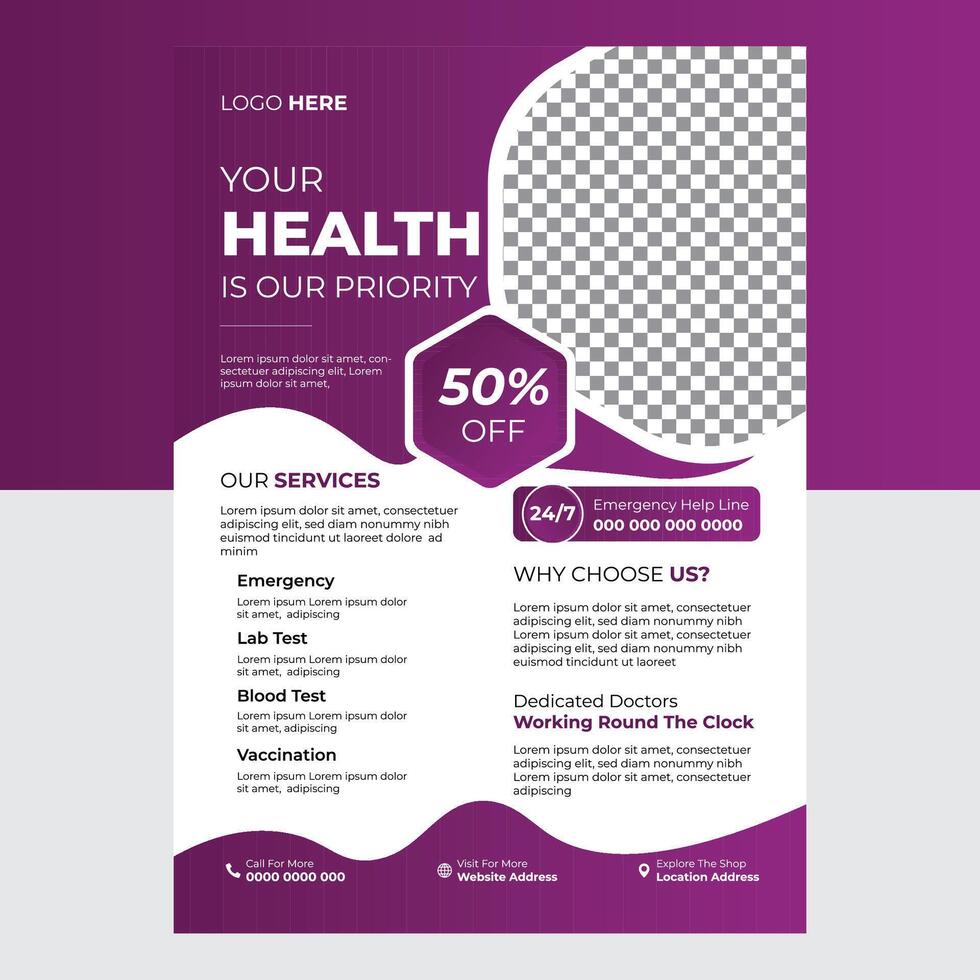 Modern Medical Flyer Design Template vector