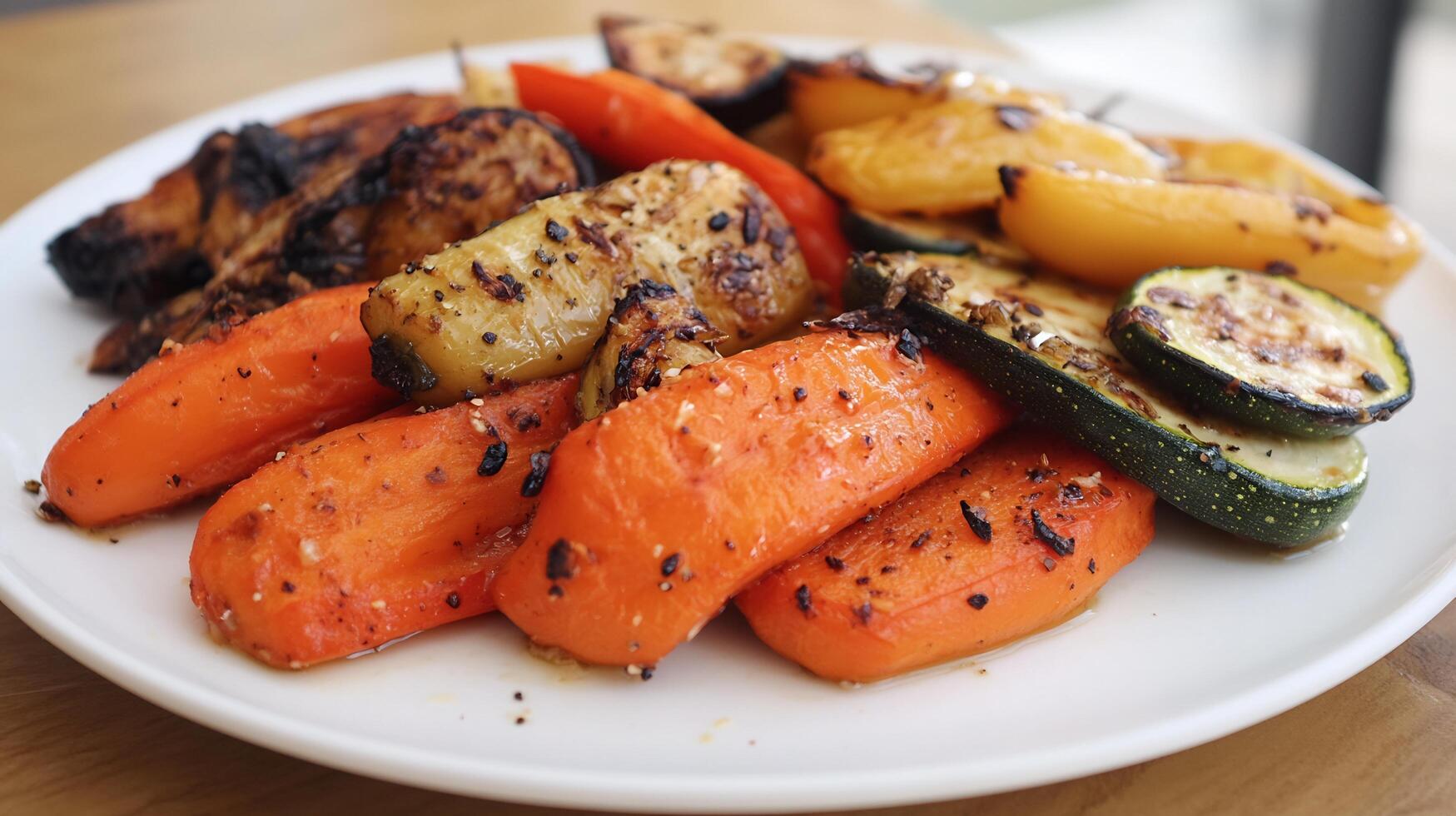 A plate of vegetables with a chicken on it photo