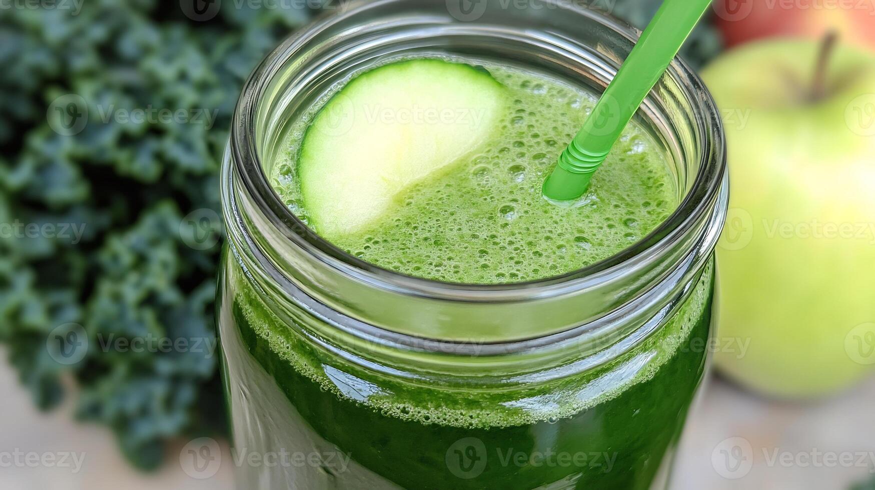 Green juice with apple and kale photo