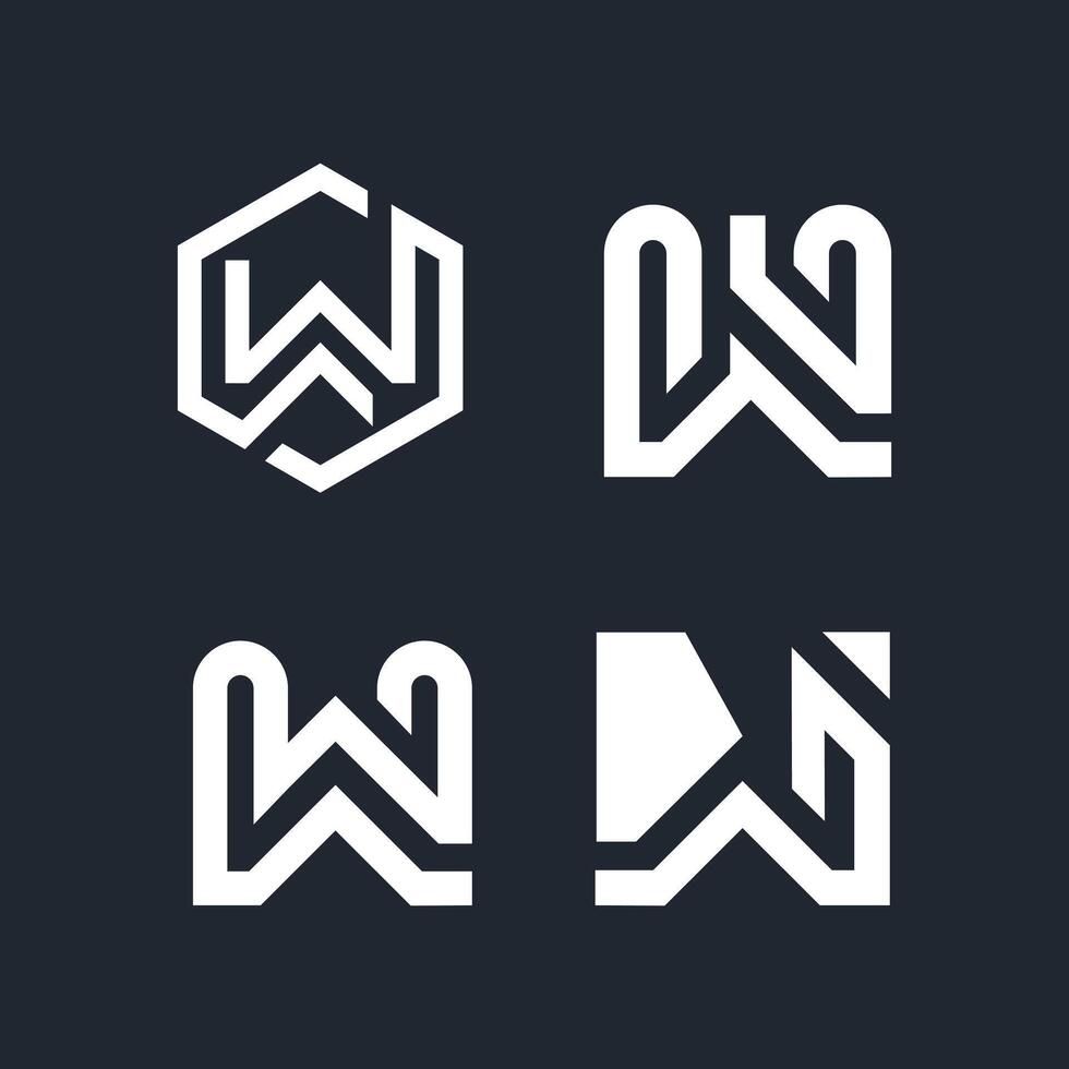Set of letter W design idea with modern concept vector