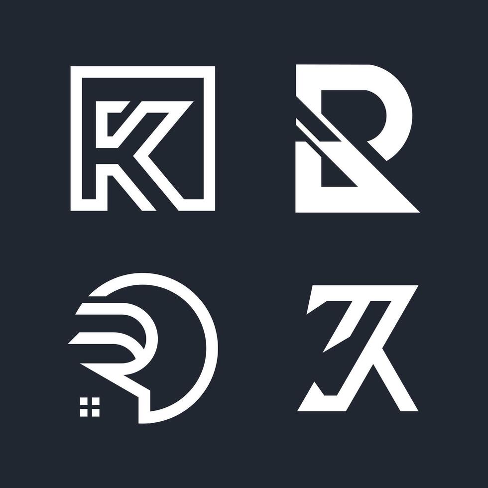 Set of letter KR design idea with modern concept vector