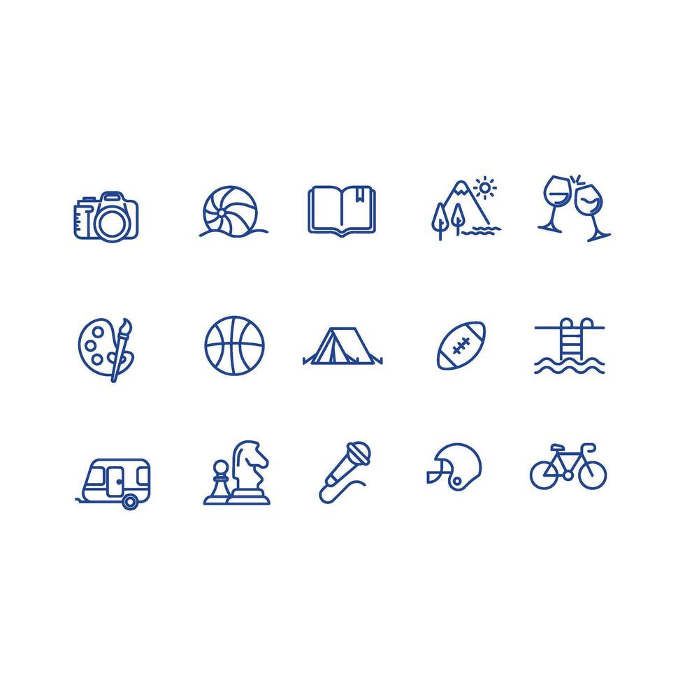 set of hobbies icon vector