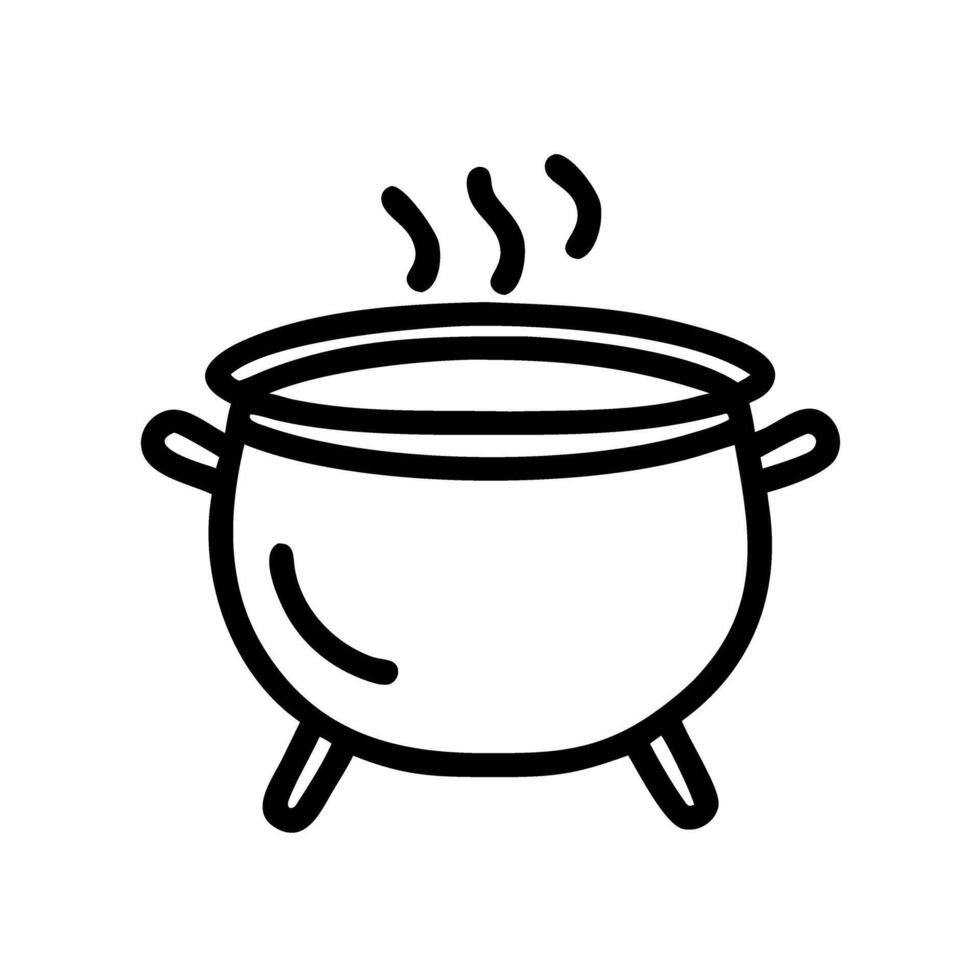 Bubbling Cauldron Outline Icon vector